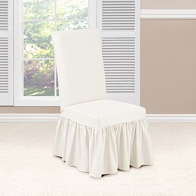 Sure Fit Essential Twill Scotchgard Relaxed Fit T Seat Wing Chair Slipcover