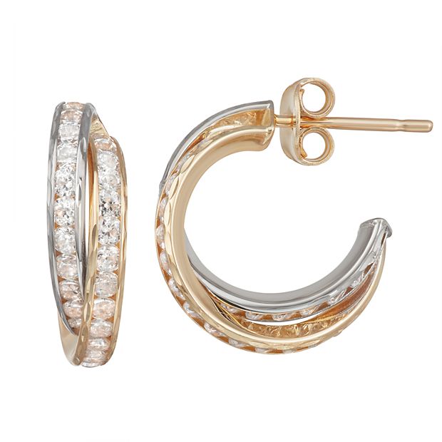 14k gold cubic zirconia deals hoop earrings