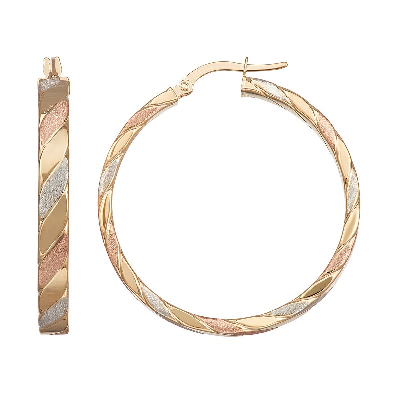18356105 Forever 14K Gold Tri-Tone Hoop Earrings, Womens sku 18356105