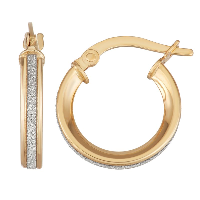 Forever 14K Gold Glitter Hoop Earrings, Womens, Yellow