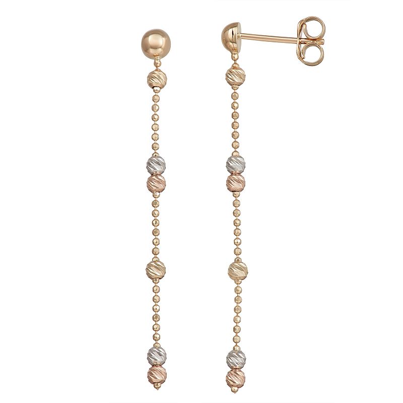 Forever 14K Gold Tri-Tone Dangle Earrings, Womens