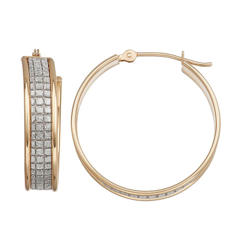 Forever 14K Gold Glitter Hoop Earrings, Womens, Yellow - 39413632 - Jewelry Create a look to remember with these Forever 14k g sku 39413632