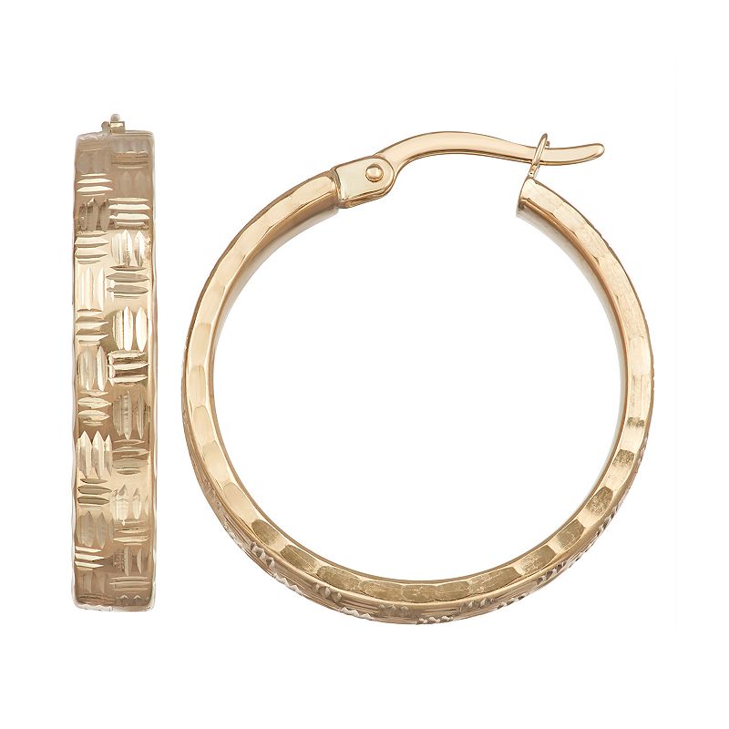 Forever 14K Gold Diamond-Cut Hoop Earrings, Womens, Yellow