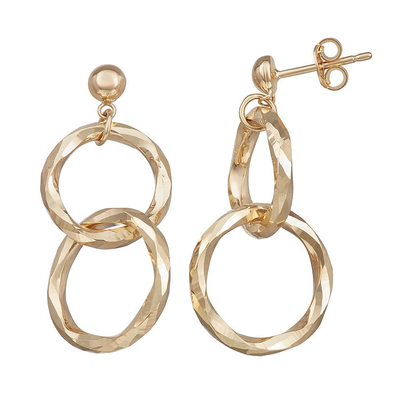 Forever 14K Gold Double-Ring Dangle Earrings, Womens, Yellow