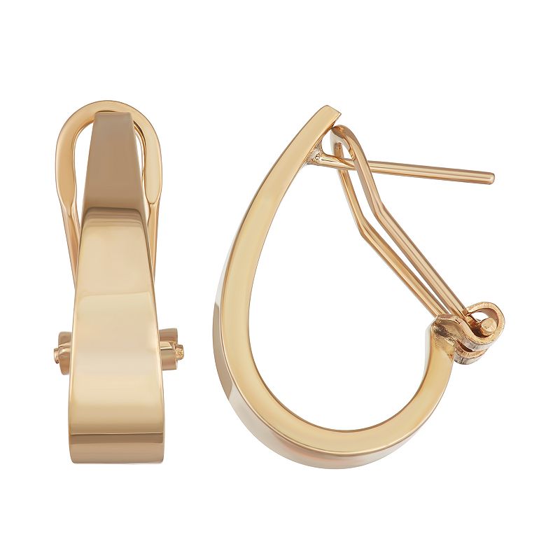 Forever 14K Gold Leverback Hoop Earrings, Womens, Yellow