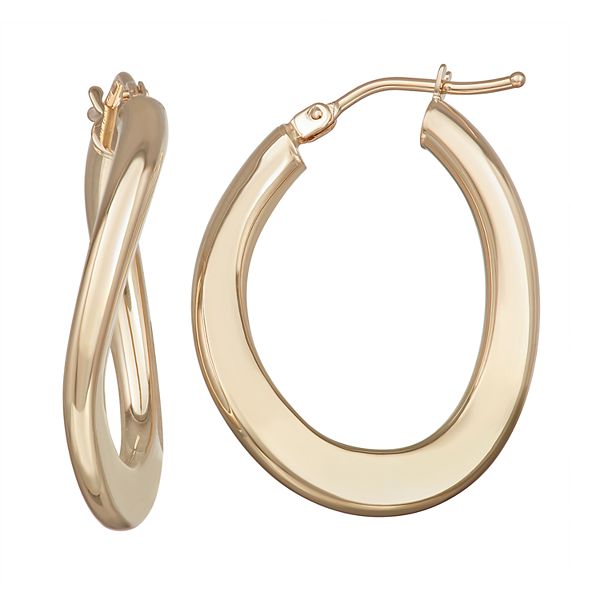 Forever 14k Gold Polished Oval Hoop Earrings