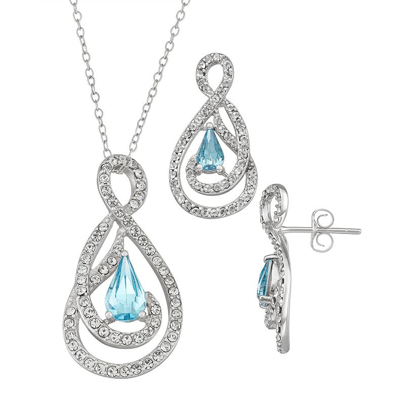 Sterling N Ice Sterling Silver Crystal Abstract Pendant & Earring Set, W