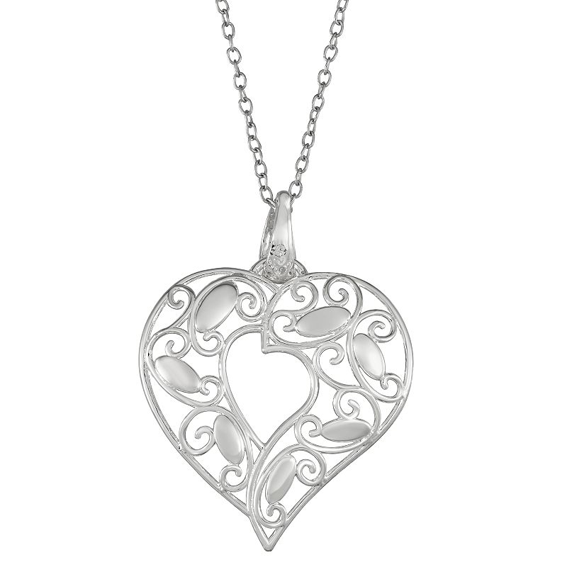 65427722 Sterling Silver Filigree Heart Pendant, Womens, Si sku 65427722