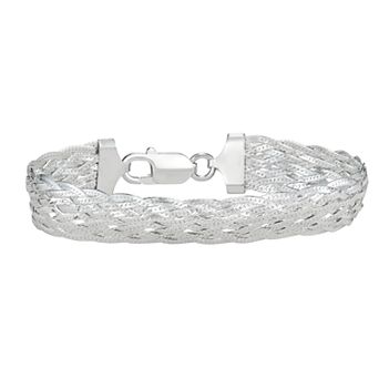 Argento Forte Sterling Silver Braided Herringbone Bracelet