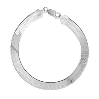 Argento Forte Sterling Silver 7.5mm Wide Herringbone Bracelet