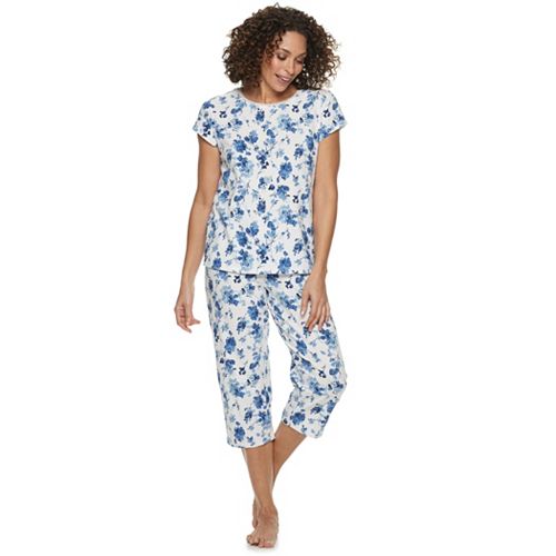 Women's Croft & Barrow® Lace-Trim Sleep Tee & Capri Pajama Set