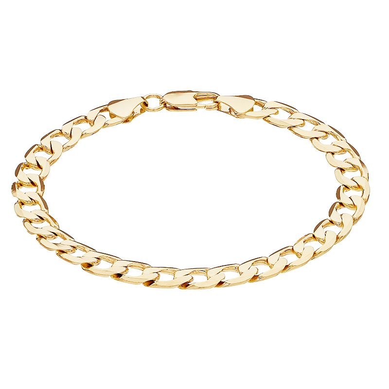 Mens 14k Gold Plated Cuban Chain Bracelet, Size: 8.5, Yellow