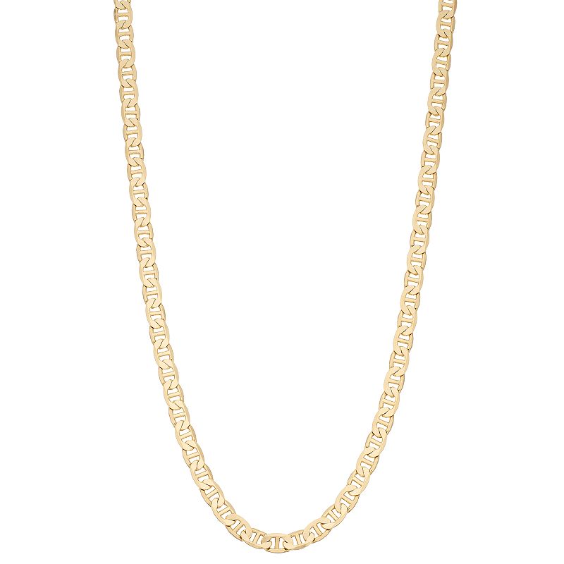 Mens 14k Gold Plated Mariner Chain Necklace, Size: 24, Yellow