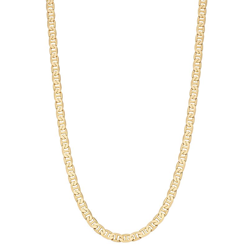 Mens 14k Gold Plated Mariner Chain Necklace, Size: 20, Yellow