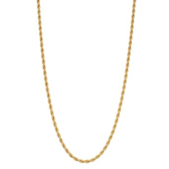 Men's 14K over Brass 24" Diamond Cut Rope Chain Necklace