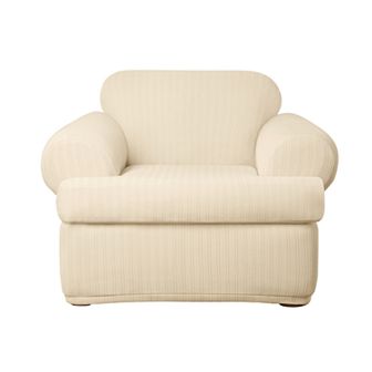 Sure Fit Stretch Pinstripe 2 pc T Cushion Chair Slipcover