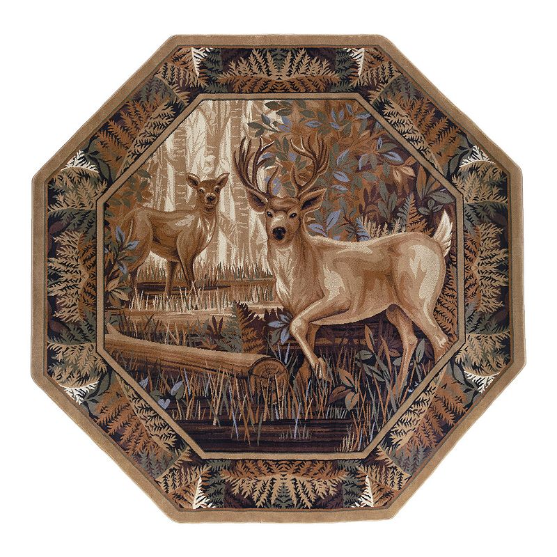 KHL Rugs Fern Deer Lodge Area Rug, Beig/Green, 5X7 Ft