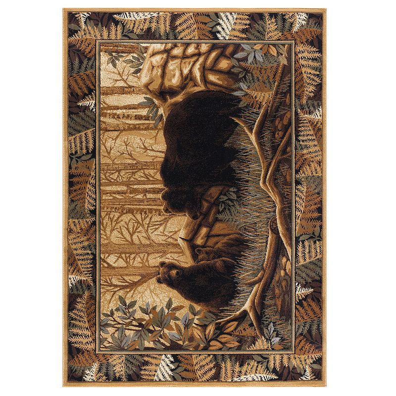 KHL Rugs Fern Bear Lodge Area Rug, Beig/Green, 8X10 Ft