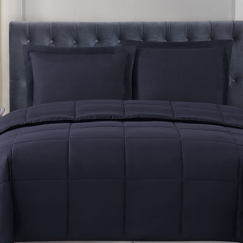 Truly Soft Everyday Reversible Comforter Set, Black, King