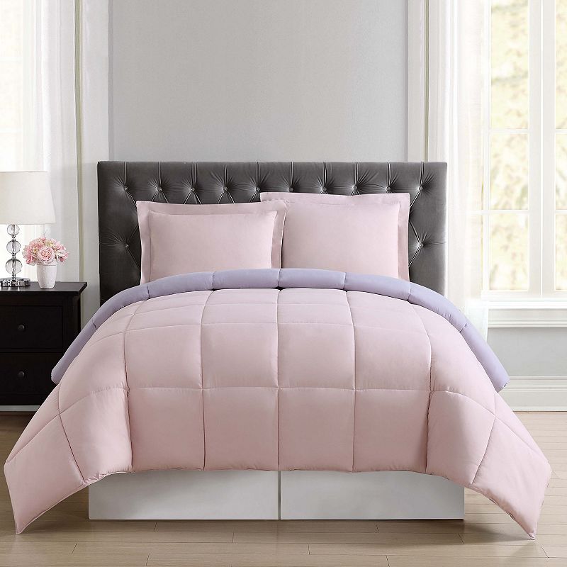Truly Soft Everyday Reversible Comforter Set, Pink, Full/Queen