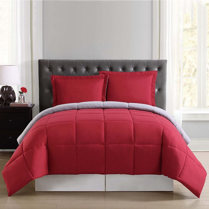 Truly Soft Everyday Reversible Comforter Set, Red, Twin XL
