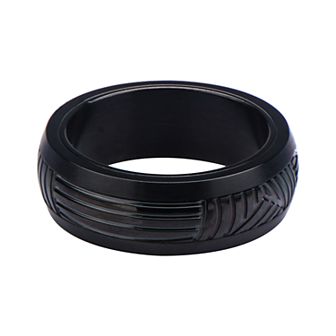 DANTE Men's Black Plated Polished CNC Carving Ring