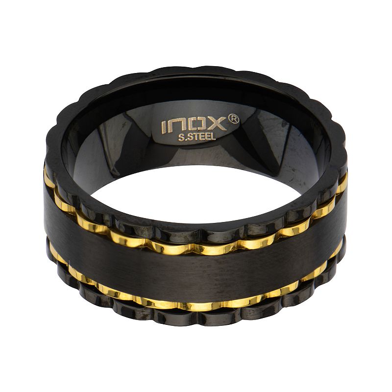 Mens Alternative Black & Gold Spinner Ring, Size: 10, Multicolor