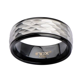 Men's Stainless Steel Matte & Plated Black Textured Ring