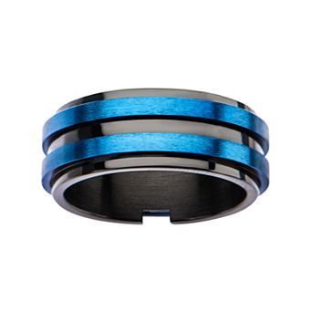 Men's Black & Blue Plated Matte Layer Ring