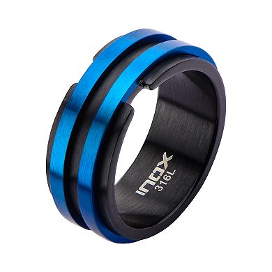Men's Black & Blue Plated Matte Layer Ring