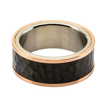 DANTE Men's Stainless Steel Tri-Tone Hammered Finish Ring
