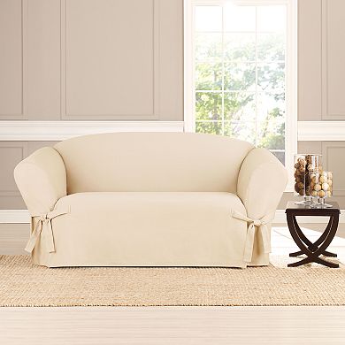 Sure Fit Sailcloth Box Cushion Loveseat Slipcover