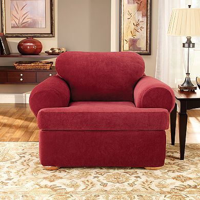 Sure Fit Stretch Pique 3-piece T Cushion Chair Slipcover