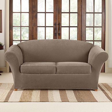 Sure Fit Stretch Pique Individual Box 2 Cushion Loveseat Slipcover