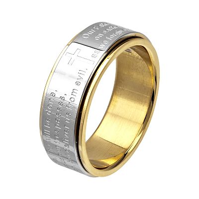 DANTE Men's Center Lord's Prayer Spinner Ring