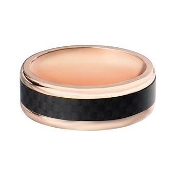 DANTE Men's Rose Gold Tone-Plated Carbon Fiber Ring