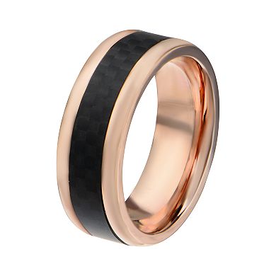 DANTE Men's Rose Gold Tone-Plated Carbon Fiber Ring