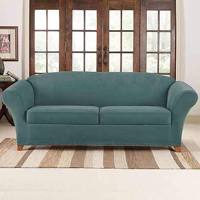 Sure Fit Stretch Pique Individual Box 2 Cushion Sofa Slipcover