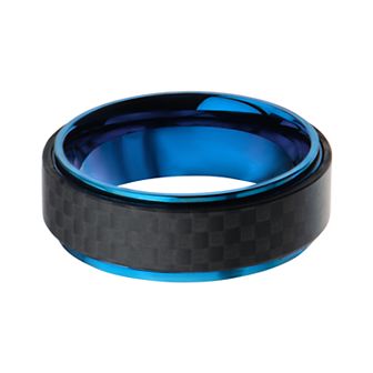 DANTE Men's Blue Ion-Plated & Solid Carbon Fiber Ring