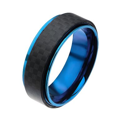 DANTE Men's Blue Ion-Plated & Solid Carbon Fiber Ring