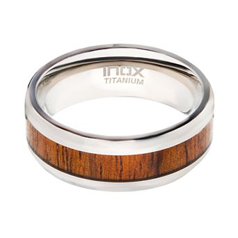 Men's Wood Inlayed Titanium Ring