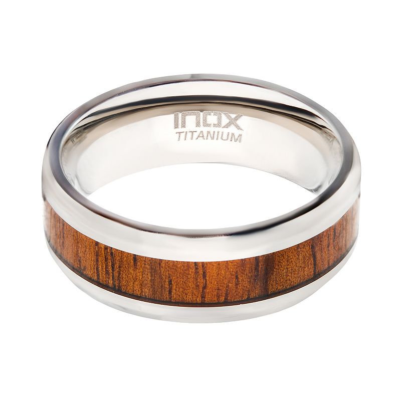 Mens Wood Inlayed Titanium Ring, Size: 10, Multicolor
