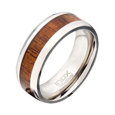 Men's Wood Inlayed Titanium Ring