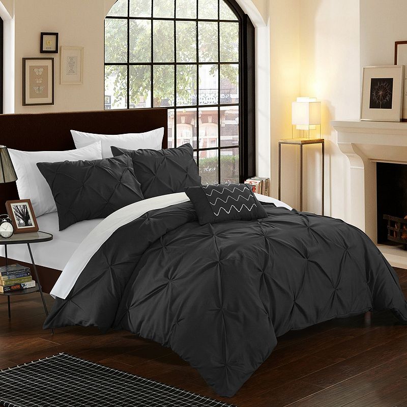 53198916 Chic Home Daya Duvet Cover Set, Black, Queen sku 53198916