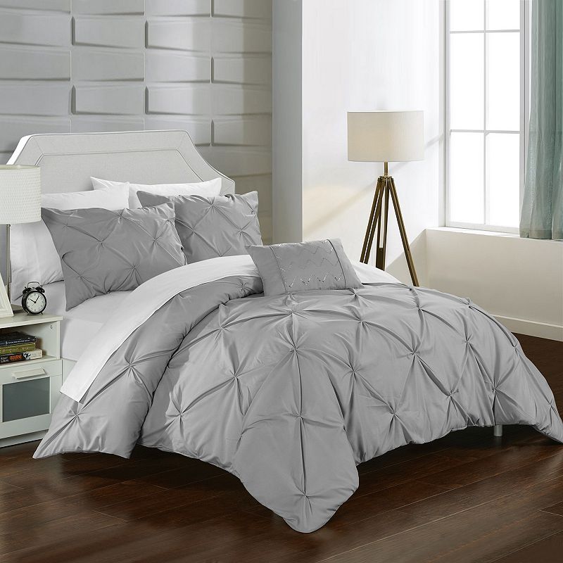 81205232 Chic Home Daya Duvet Cover Set, Grey, Queen sku 81205232