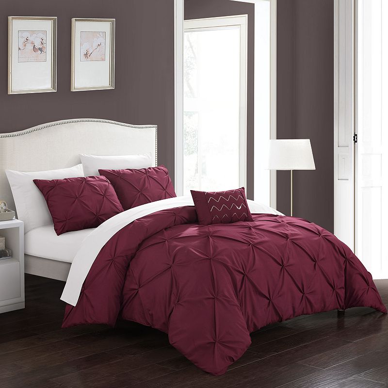 61781714 Chic Home Daya Duvet Cover Set, Red, Queen sku 61781714