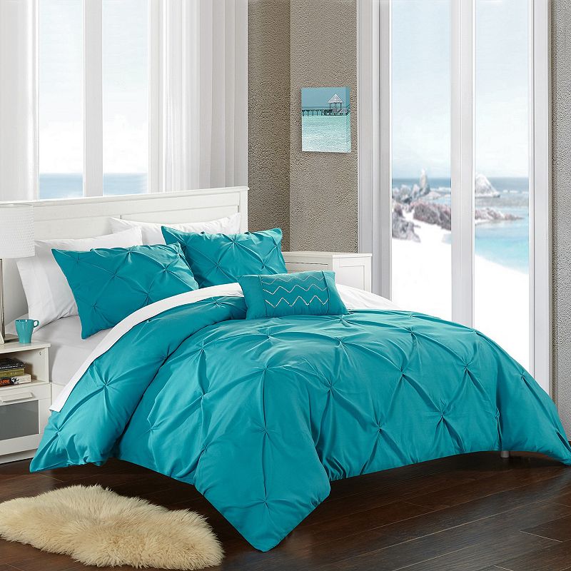 Chic Home Daya Duvet Cover Set, Blue, Queen