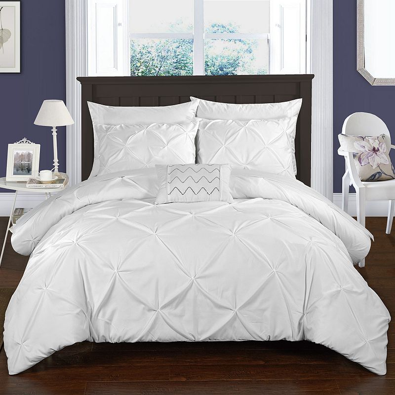 65427952 Chic Home Daya Duvet Cover Set, White, King sku 65427952