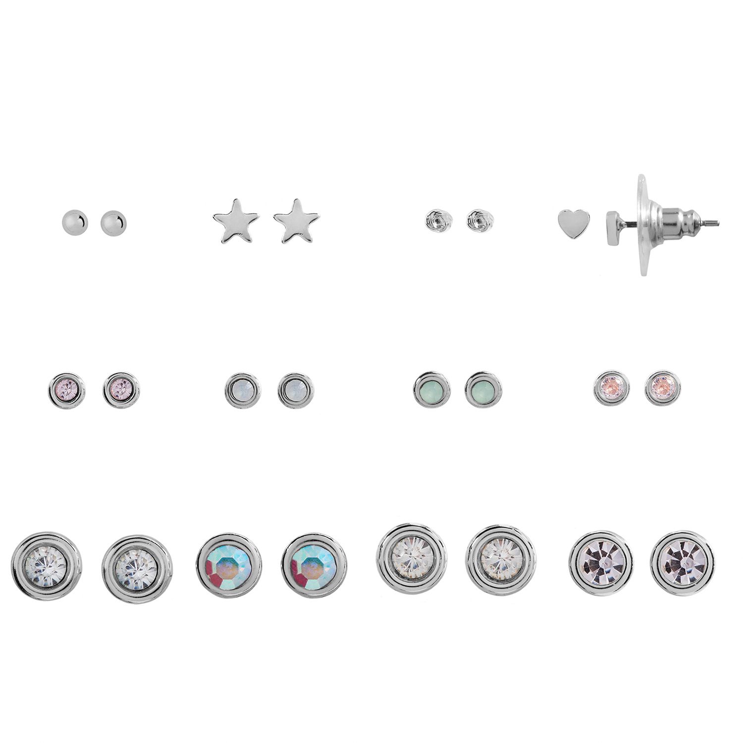 Image for LC Lauren Conrad Silver Tone Simulated Stone Nickel Free Stud Earring Set at Kohl's.