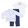 Baby Boy Little Lad 4 Piece Jacket, Shirt, Pants & Bow Tie Set